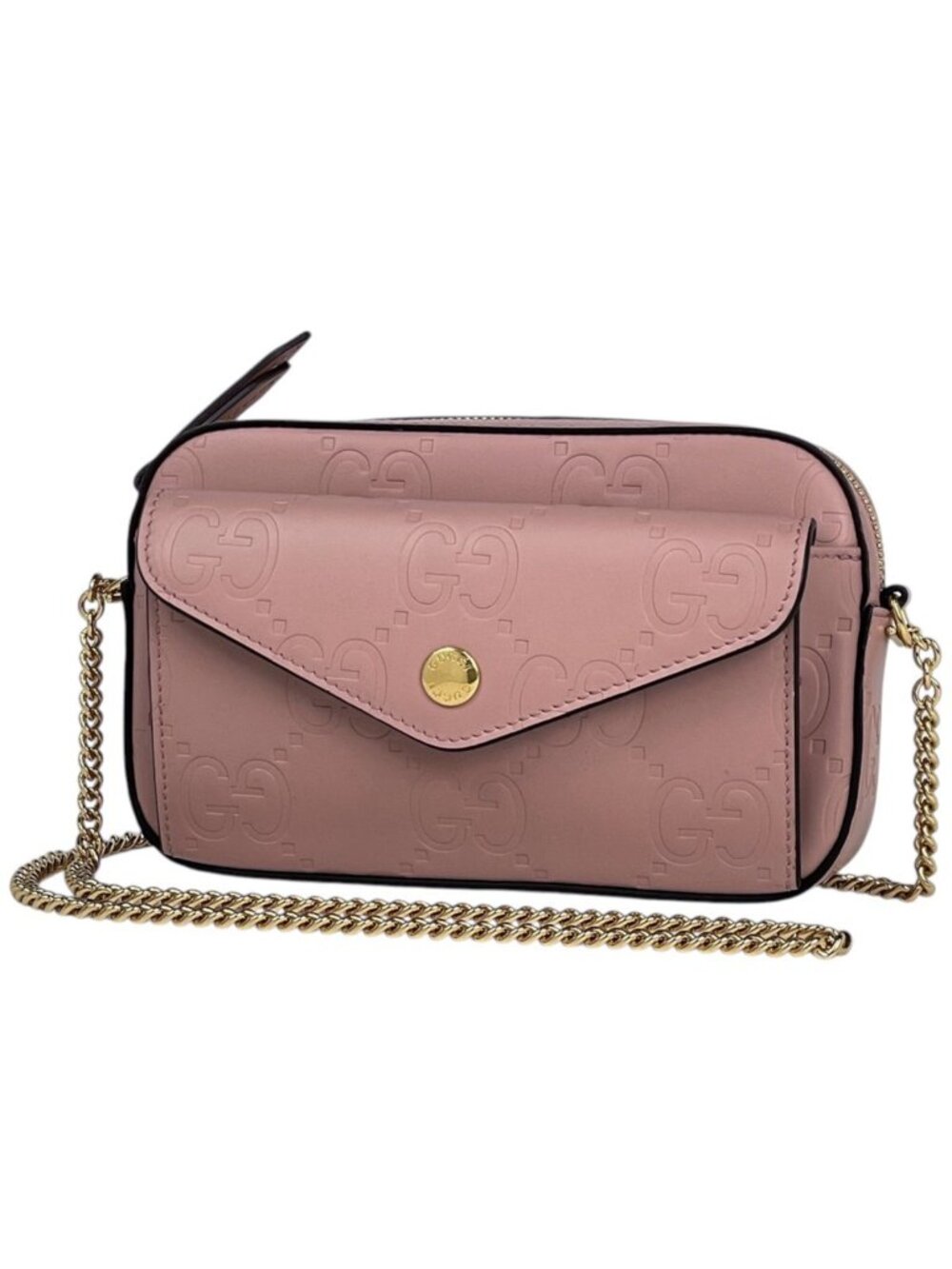 Gucci Shoulder Bag GG Pattern Super Mini Leather Pink